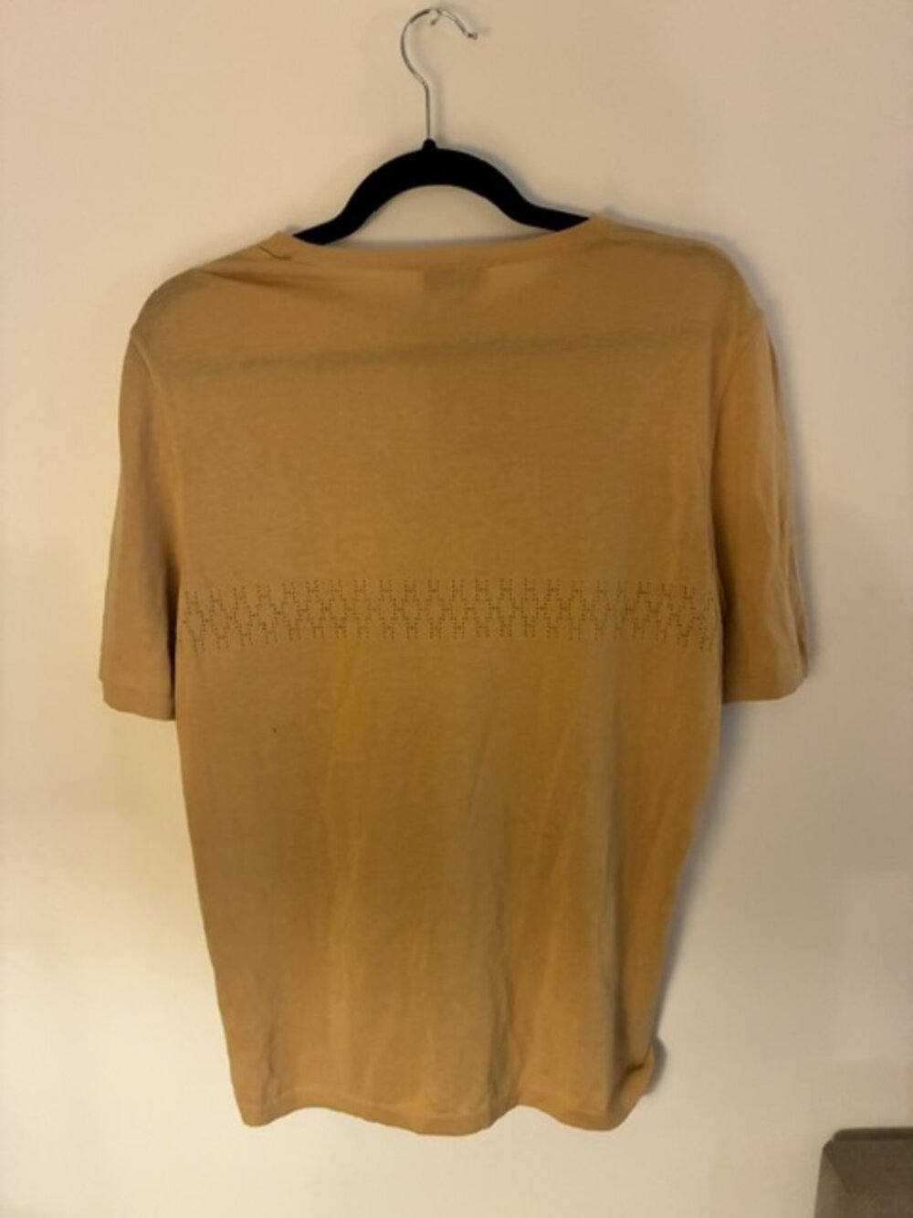 Vintage Hermes Fine Knit Cotton Tee Tan Pointelle H Pattern Made in Italy M - Picture 3 of 4
